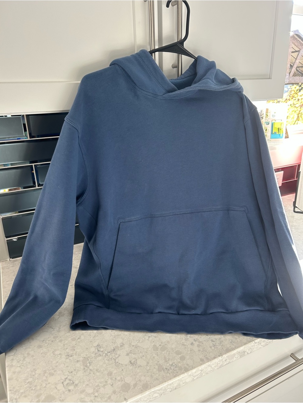 Men's Blue Hooded Sweatshirt - lululemon steady state  Pullover Hoodie medium